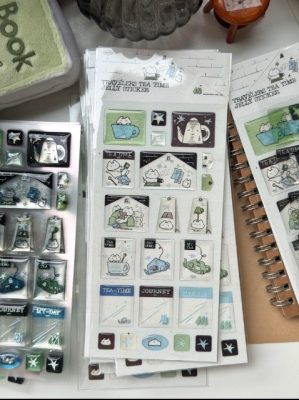 Mewmewbeam Sticker Sheet - Traveler's Tea Time