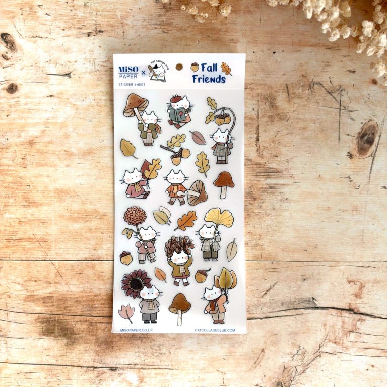 Miso Paper x Cat Collage Club Sticker Sheet - Fall Friends