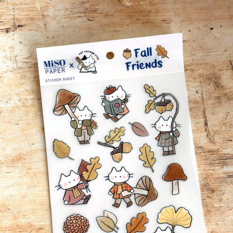 Miso Paper x Cat Collage Club Sticker Sheet - Fall Friends