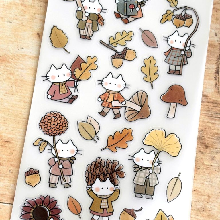 Miso Paper x Cat Collage Club Sticker Sheet - Fall Friends