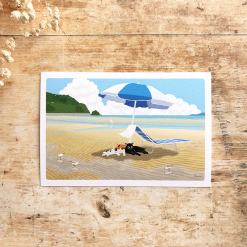 Tabi Neko Summer Postcard – Summer Parasol