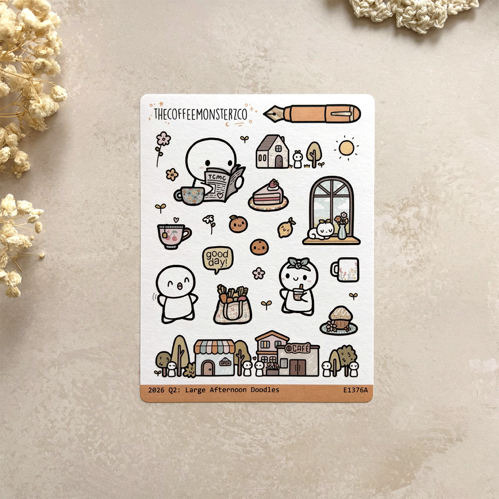 The Coffee Monsterz Co Q2 Large Afternoon Doodles Stickers